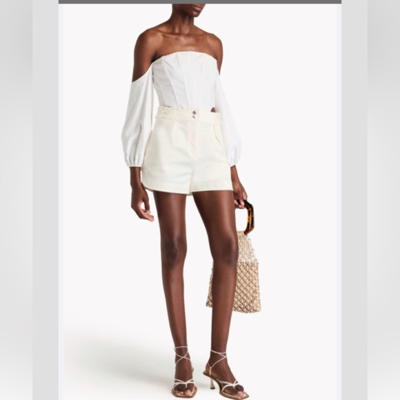Derek Lam 10 Crosby High-Waisted Women's Shorts NWT Blanc de Blanc White - Picture 1 of 9